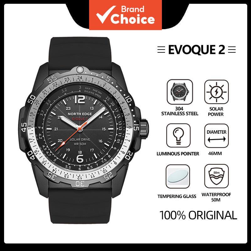 North Edge Evoque2 ผู้ชายนาฬิกาพลังงานแสงอาทิตย์โลหะกรณี Luminous Pointer 50m กันน้ํากลางแจ้ง Camping