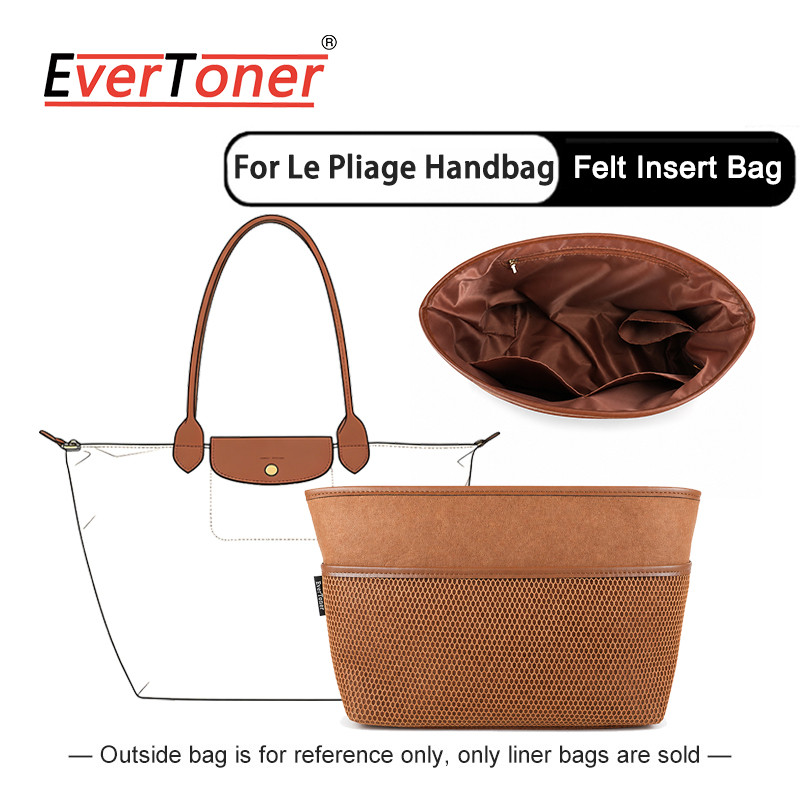 EverToner Felt Insert Bag for Le Pliage Handbag Organizer S/M/L Multi-Pocket Liner