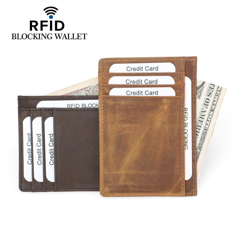 Mens first tier Walle Mens First Layer Cowhide Card Holder Bank Card Coin Wallet