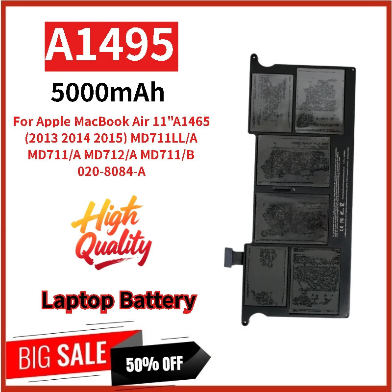 100% ใหม่ A1495 แบตเตอรี่แล็ปท็อป 7.6V 5000mAh สําหรับ Apple MacBook Air 11 "A1465 (2013 2014 2015) 