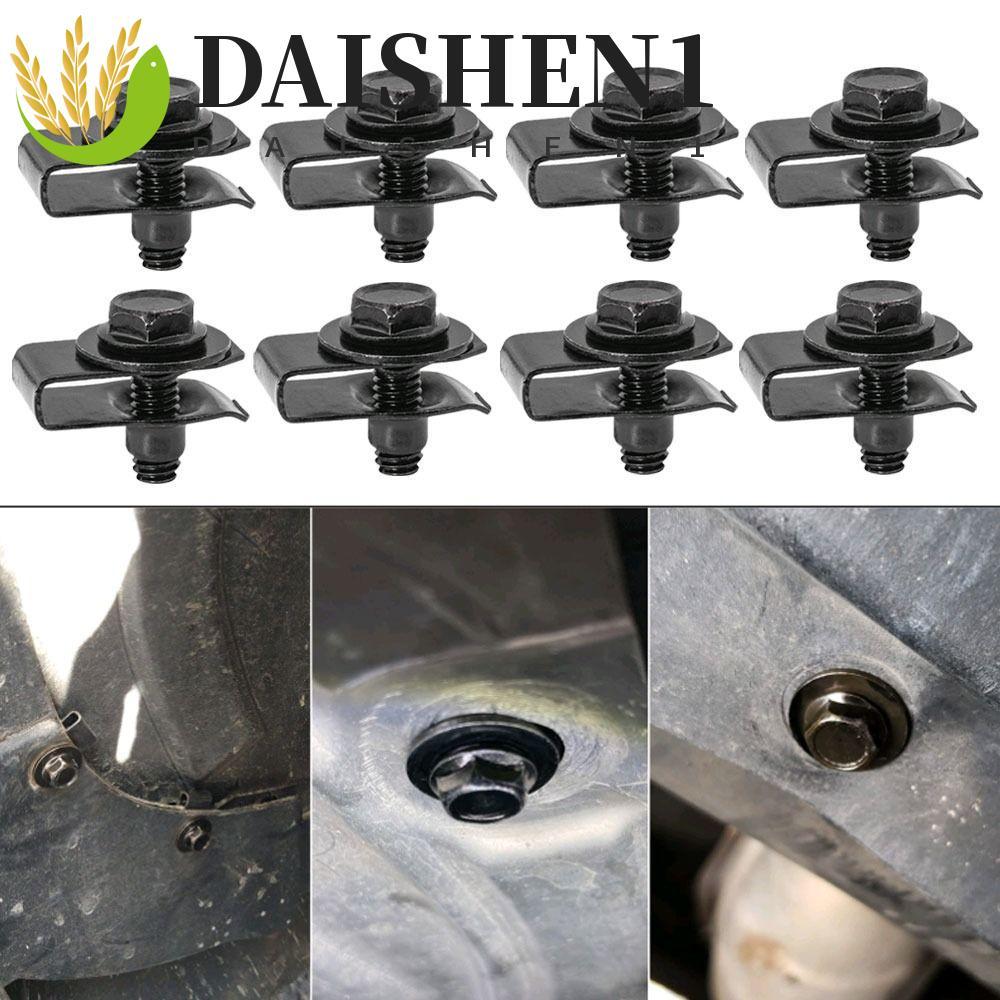 DAISHEN1 ชุดน็อตยึดแผงใต้ท้องรถ 5/10 ชิ้น, คลิป U-nut 6 มม. สําหรับยึดแผ่นกันกระเด็น, อุปกรณ์โลหะ M6 สกรูล็อคแผ่นกันกระเด็นสําหรับรถยนต์