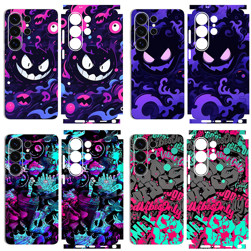 Neon Cyberpunk Graffiti สติกเกอร์ผิวโทรศัพท์สําหรับ Samsung S23 S24 S25 S26 Ultra A54 A55 A56 Anti-Scratch Full Wrap สติกเกอร์