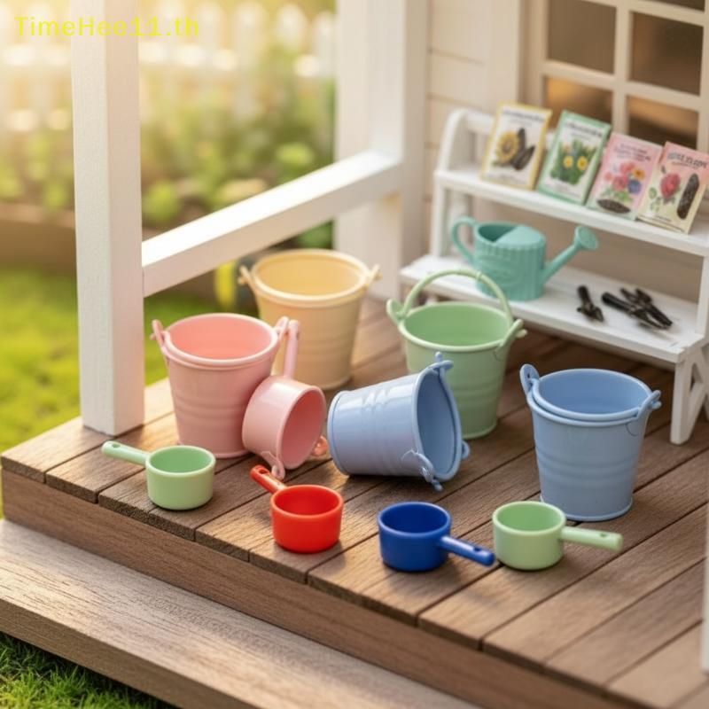 TimeHee 5 ชุด 1/6 Scale Dollhouse Buets พร้อมช้อนพลาสติกทนทานสําหรับ Imative บทบาทเล่น TH