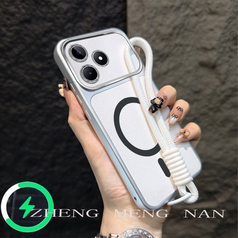 เหมาะสําหรับRealme C53 Realme C51 Realme note 50 หนังใหม่รูปแบบCDขดลวดแม่เหล็ก+เชือกมือเคสโทรศัพท์แบ