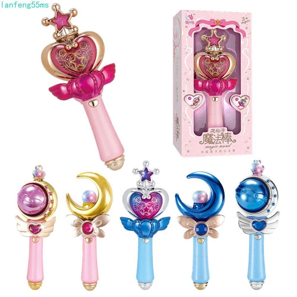 LANFENG ไม้กายสิทธิ์สาว, เอฟเฟกต์เสียง Princess Wand Moon Fairy Stick, เด็กไฟ Led เจ้าหญิงคอสเพลย์แท่งไฟ Shine Glow Stick ของขวัญสาว