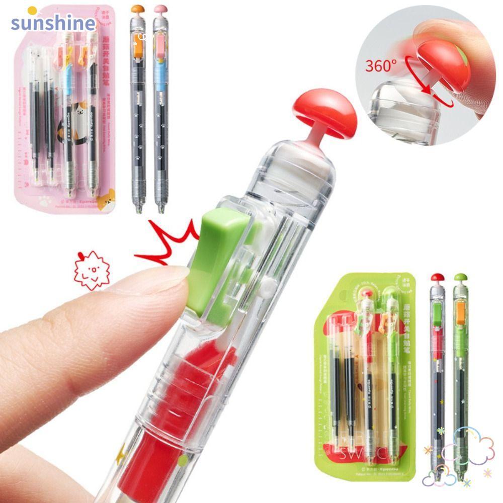 SSUNSHINE 4 ชิ้น/เซ็ตปากกาสวิตช์ผ่อนคลาย,Anti-Anxietyพร้อมปากกาเติมFidget Clickerเจลปากกา,สร้างสรรค์ 0.5 มม.เรียบเขียนเครื่องมือศึกษาสําหรับนักเรียนโรงเรียน