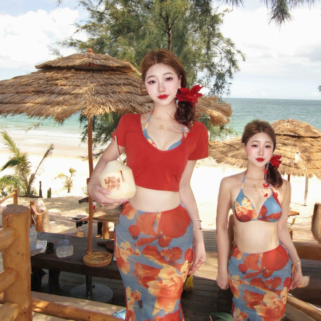 Dopamine พิมพ์ backless suspender ชิ้นเดียวว่ายน้ําสําหรับพิมพ์ดอกไม้ 露背带连体 衣 海质修身裙 油带胸tz125