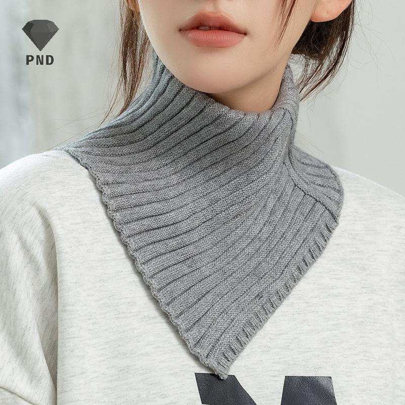 PND ที่ถอดออกได้ลายถักคอเต่าสําหรับผู้หญิงเท็จแฟชั่นธรรมดาฤดูหนาวที่อบอุ่นปกหัวคอยามปก raoog