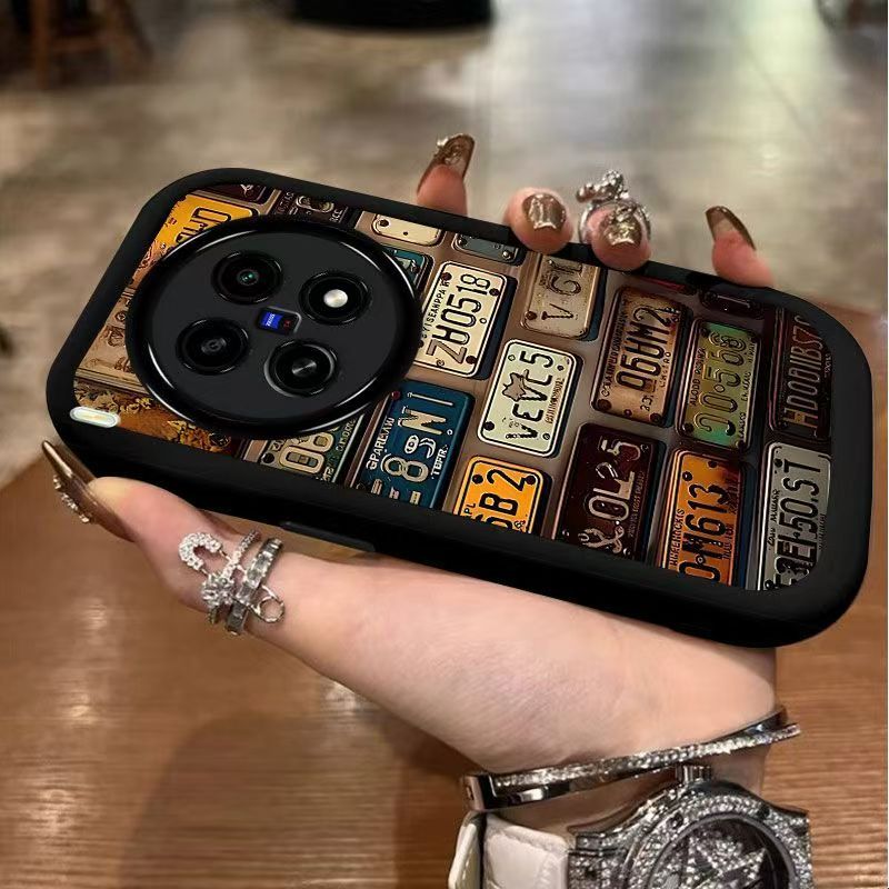 สําหรับ Vivo X300 X200 FE กรณี Vivo X300 X200 Pro Retro ป้ายทะเบียนปริศนาพัฟเคสโทรศัพท์ยอดนิยม Matte ซิลิโคนกันกระแทก Full-Cover Hot Item