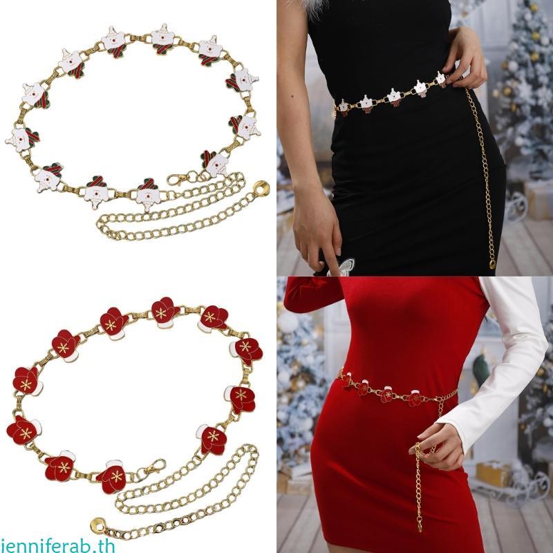 Jenniferab Belly Chain สําหรับชุดเอวโซ่คริสต์มาสถุงมือผู้หญิงโซ่เอว