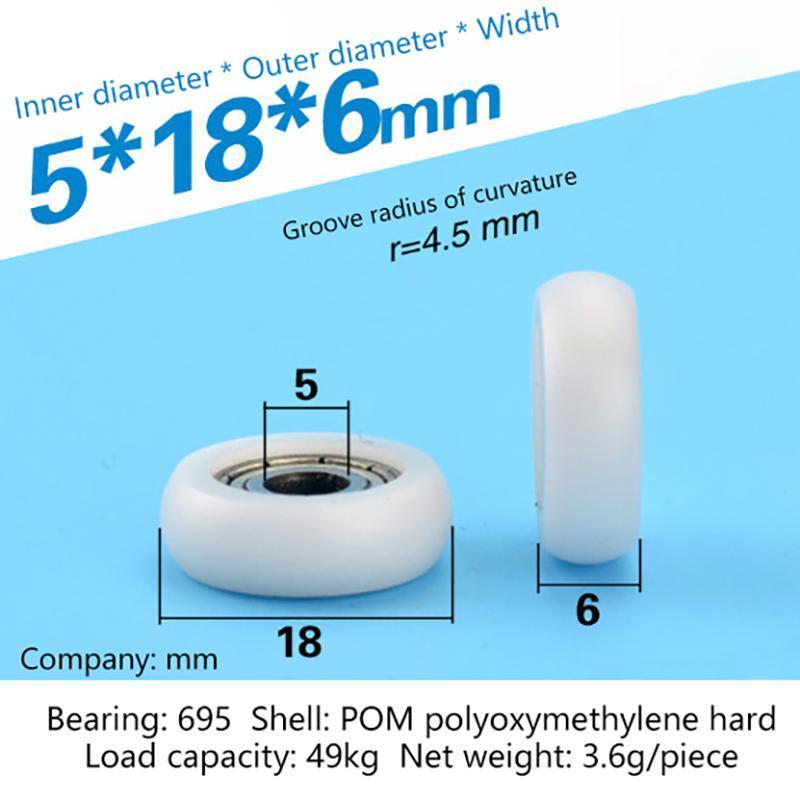 UKB 2 ชิ้น 695ZZ 5x18x6 มิลลิเมตร POM ไนลอนรอบประเภท Roller ล้อ POM ห่อ 695ZZ แบริ่ง Pulley ล้อพลาสต