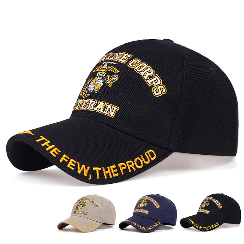 หมวกเบสบอลลาย.US.Marine.Corps.Veteran.Pride.แบบเย็บปักถักร้อย สีดำ สำหรับคนรักทหารนาวิกโยธิน