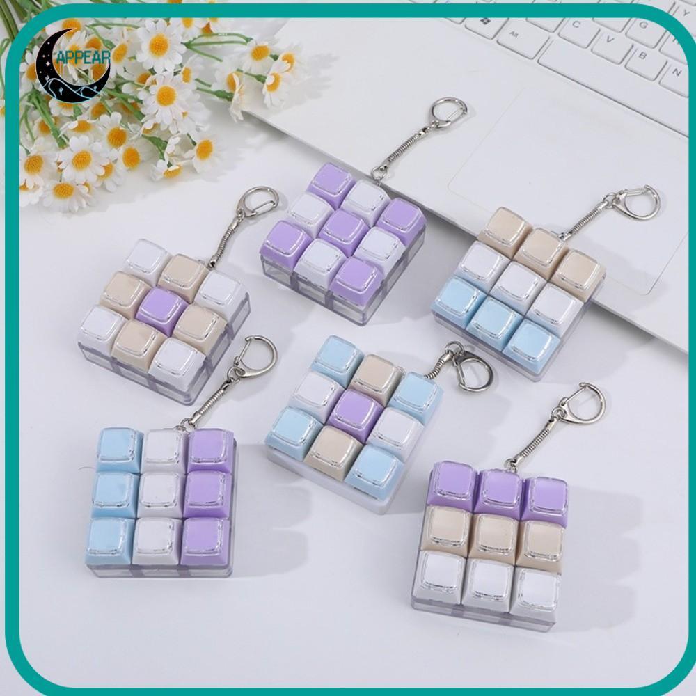 APPEAR 9 คีย์บอร์ดของเล่นคีย์,Fidget Decompression ปุ่ม Keycap คีย์บอร์ดเกมพวงกุญแจ,Anti Stress Finger DIY ความเครียดบรรเทากระเป๋าสร้างสรรค์จี้ชายหญิง
