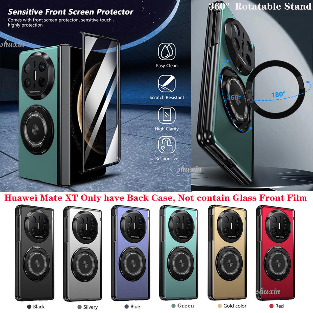 หรูหรา Electroplated แม่เหล็กพับสําหรับ Huawei Mate X3 Mate X5 Mate XT Mate X6 กันกระแทกป้องกันปลอกพร้อมตัวป้องกันหน้าจอด้านหน้า