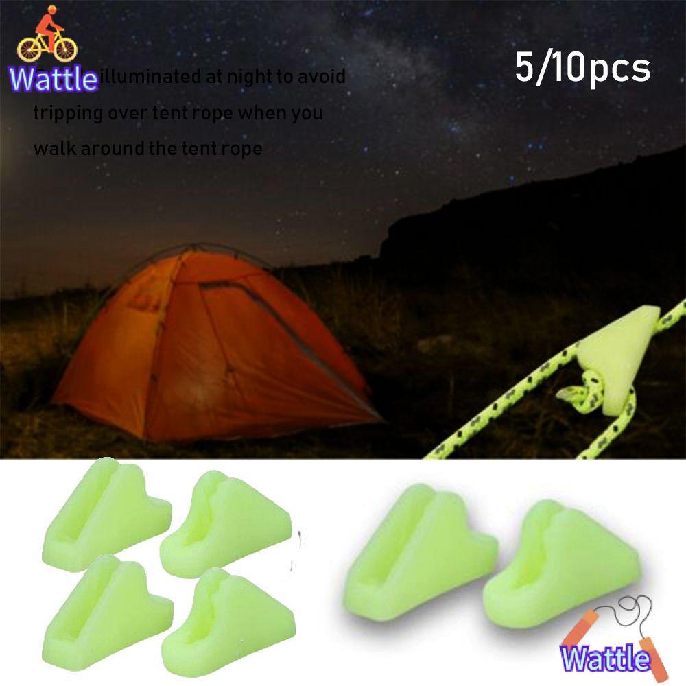 WATTLE 5/10 ชิ้นเรืองแสงเชือก Stopper Camping Mountain Luminous เต็นท์กันสาด Wigwam Adjuster กระชับต