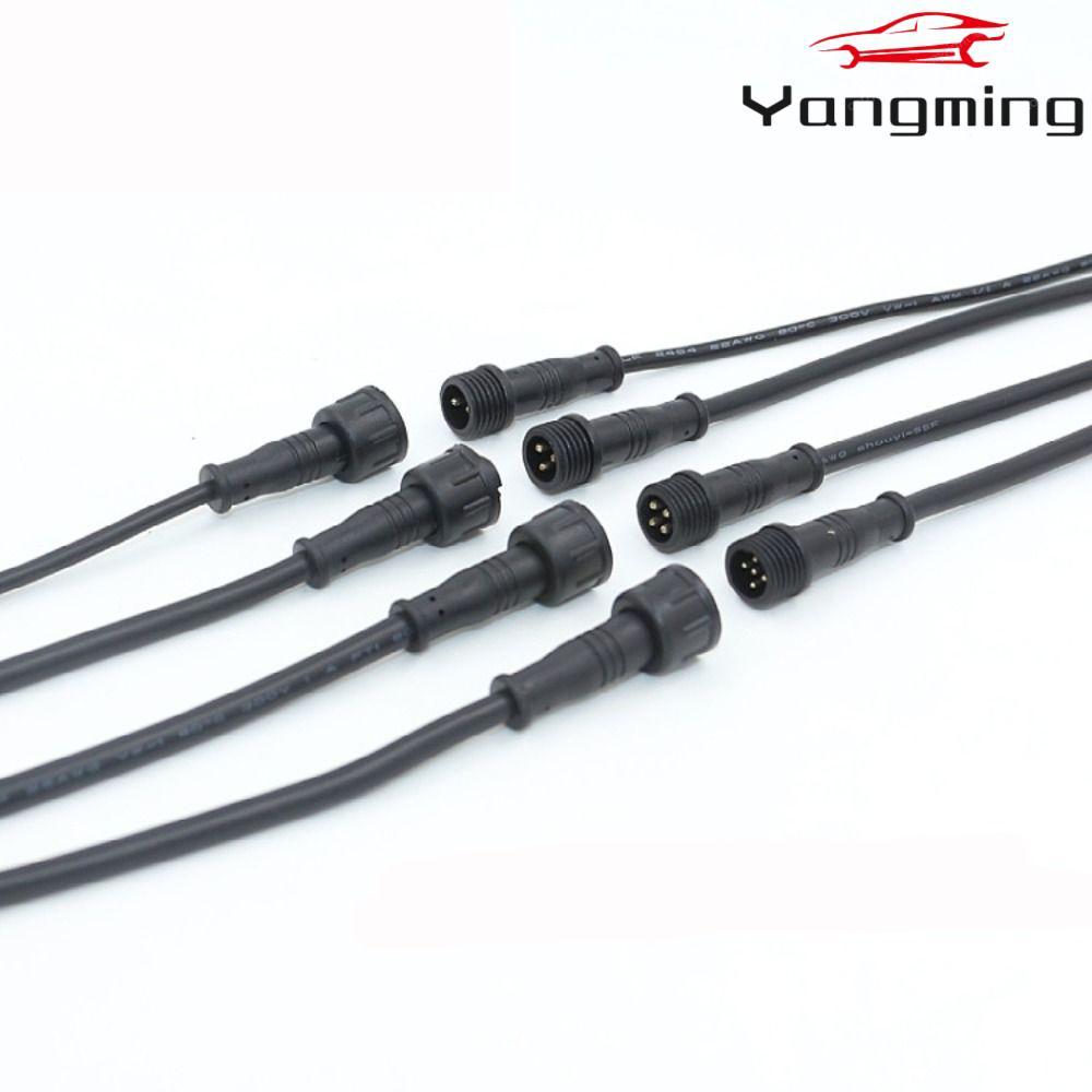 YANGMING 2Pin 3Pin 4Pin แจ็ค, 20 ซม.IP67 ชายหญิง LED Connector, 2Pin 3Pin 4Pin สายสีดําแถบไฟ LED