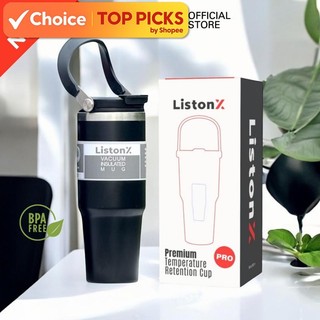 ListonX Vacuum Insulated Tumbler with Handle | 900ml Hot & Cold Stainless Steel Flask | Reusable Water Bottle