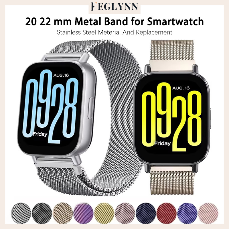 20 22 มิลลิเมตร Milanese Loop เหล็กแถบโลหะ for Redmi Watch 5 Active/5 Lite/Samsung Galaxy Watch/Garmin/Amazfit Bip 6