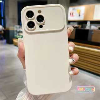 เคสโทรศัพท์ iPhone แบบด้านสีเรียบพรีเมียมสำหรับหน้าต่างขนาดใหญ่ iPhone 17 Pro Max 16 15 14 13 12 11 Pro Max Plus
