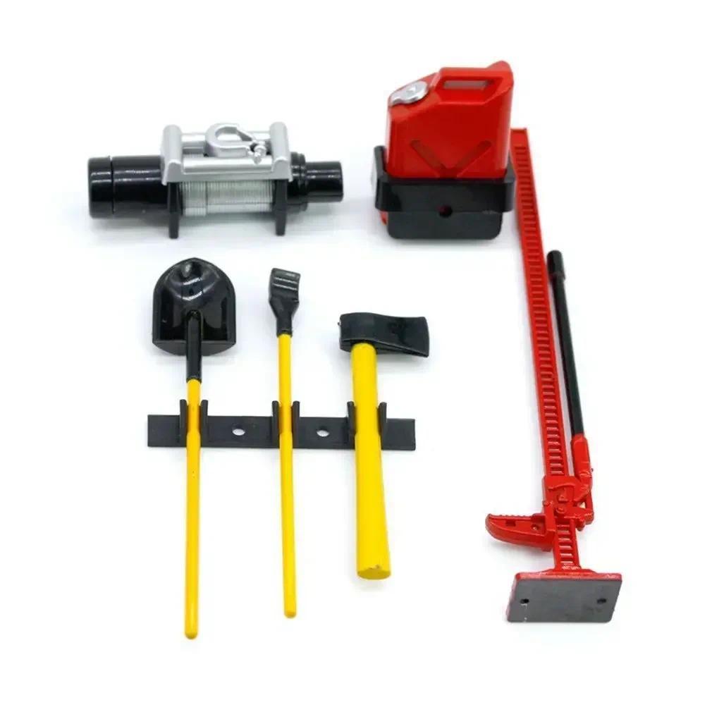Scale อุปกรณ์โรงรถเครื่องมือ Hi-Lift แจ็ค Winch พลั่ว Jerry สามารถขวานของเล่นสําหรับ 6pcs 1/10 RC Cr