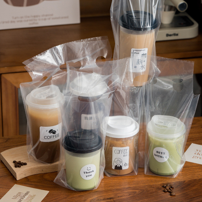 ☀️Sun&Shop ถุงแก้วใส หรูหรามาก ใส่แก้วได้ 16-22 ออนซ์ (50ใบ/แพ็ค) JX7E