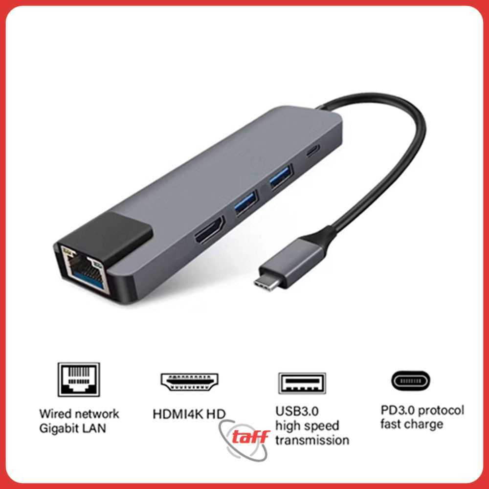 EDUP USB Type C Hub 5in1 LAN HDTV ผ่านการชาร์จ - YC-206