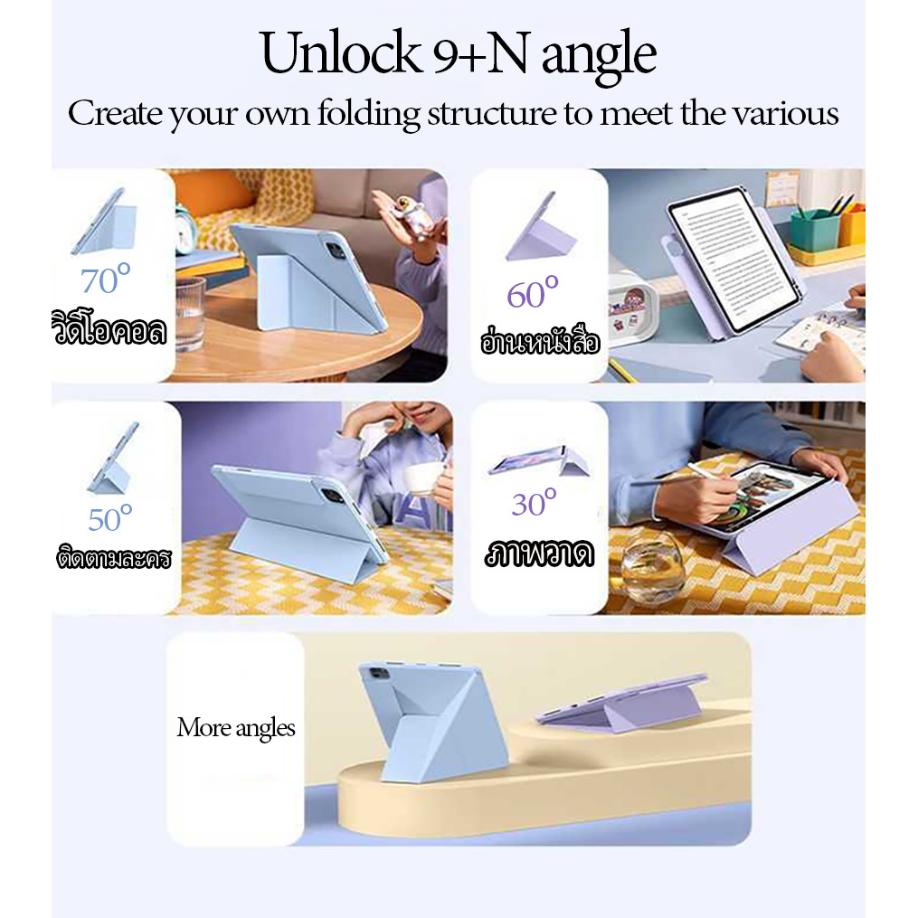ซิลิโคนวัสดุ Anti-fall and shockproofกรณีป้องกัน ไอแพดเหมาะสำหรับไอแพด Air 7/6/5/4 mini 7/6 pro11/12.9 gen10 /gen11 A16 - รูปที่ 4