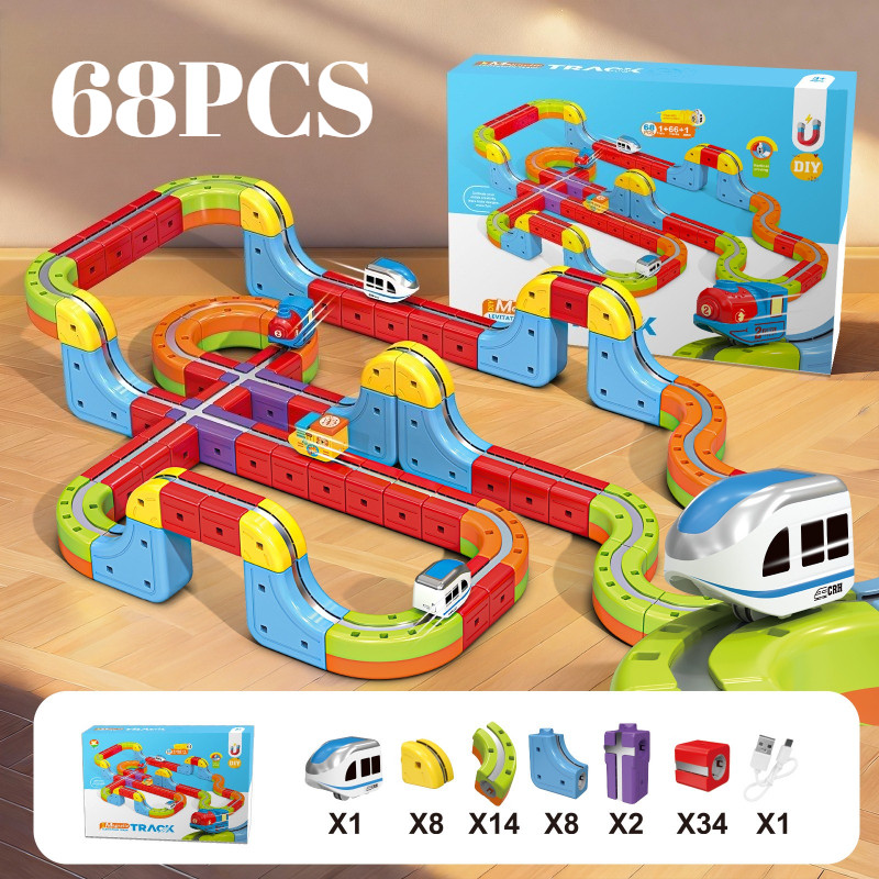 BHQ แม่เหล็กติดตามรถของเล่นไฟฟ้า วงโคจร 3D ดีไซน์ติดตั้งง่าย สามารถเชื่อมต่อโดยพลการ - รูปที่ 6