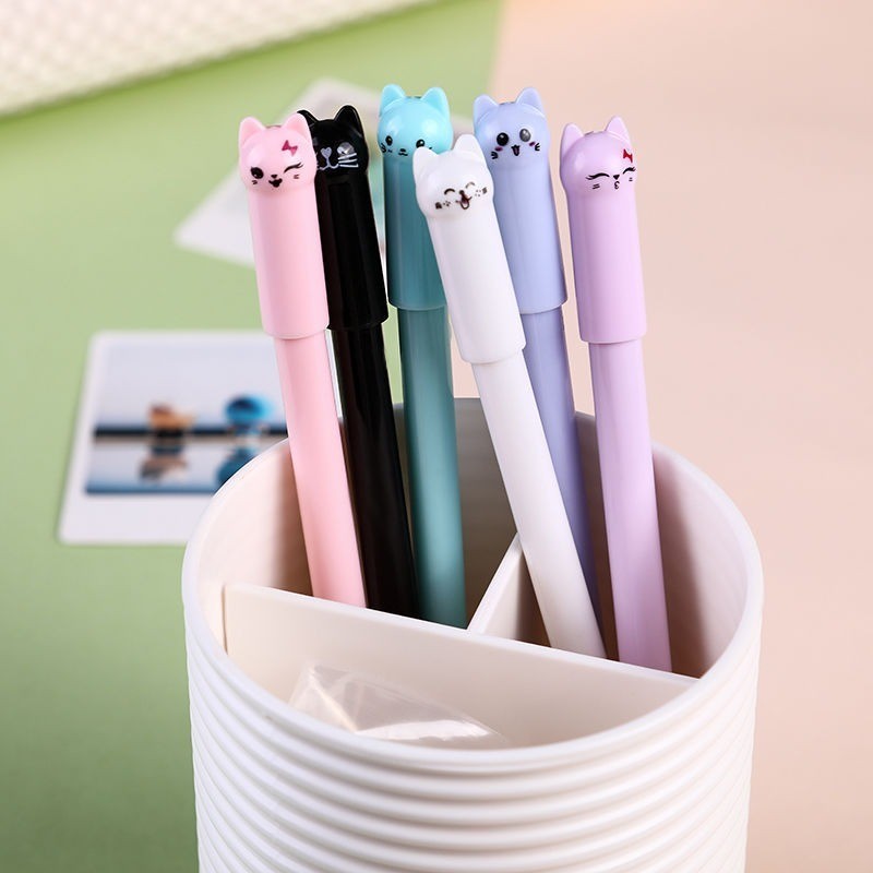 พร้อมส่ง 1ชิ้น ปากกาหมึกซึม ปากกาตัดขอบ น้องเหมียว หมึกดำ 0.5 mm. เขียนง่าย คุณภาพดี (สุ่มสี) fountain pen จากไทย