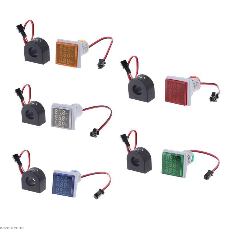 SV Digital VoltsAmp Meter ความถี่ 60-500V 1-100A 20-75Hz Square Shape Meter