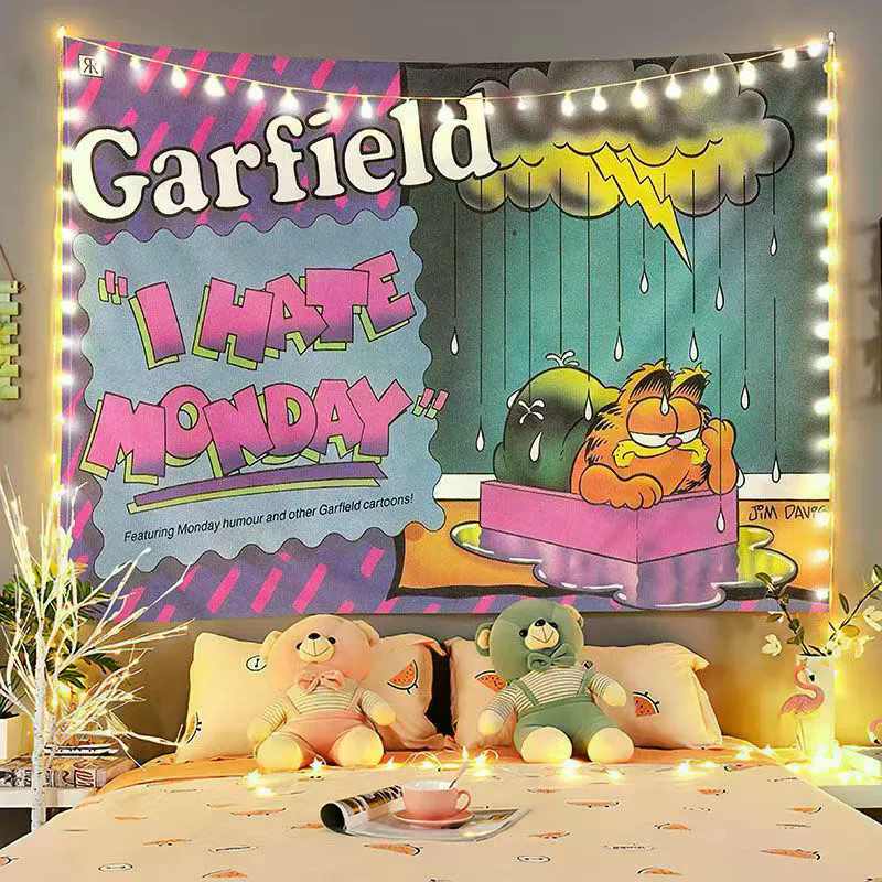Creative Cartoon Garfield Wall Decor Cloth, Animal Bedroom Decor Painting, Sofa Atmosphere Tapestry 