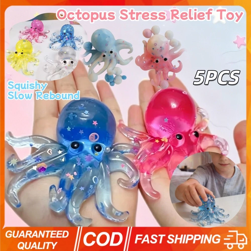 Glitter Octopus บีบของเล่นช้า Rebound Squishy น้ําตาลความเครียดบรรเทา Ball สําหรับเด็กน่ารัก Fidget ของเล่น Squishy Ocean Sensory Decompression ของขวัญ