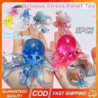 Glitter Octopus บีบของเล่นช้า Rebound Squishy น้ําตาลความเครียดบรรเทา Ball สําหรับเด็กน่ารัก Fidget ของเล่น Squishy Ocean Sensory Decompression ของขวัญ