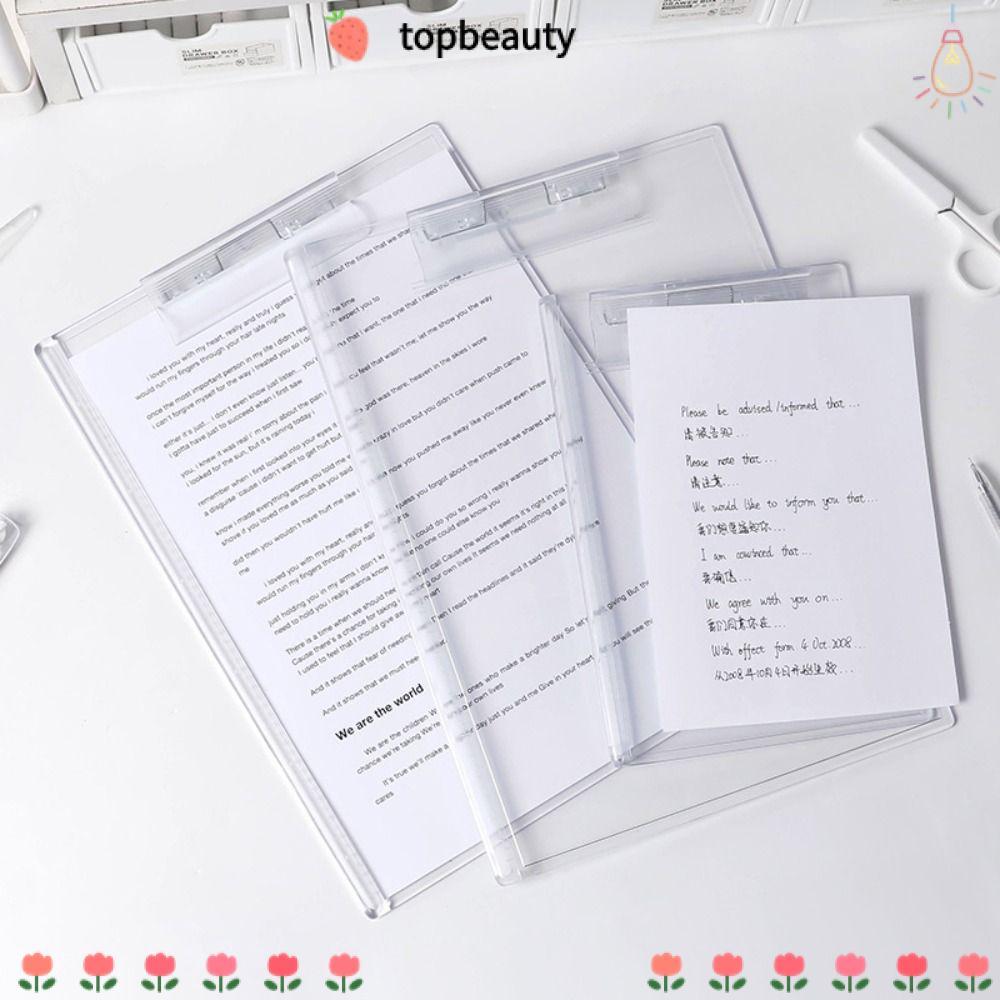 Topbeauty กระดานโฟลเดอร์แฟ้ม, คลิปบอร์ดโปร่งใสอะคริลิค, แผ่นรองเขียน A4/A5 แบบเรียบง่ายอุปกรณ์สํานักงานของโรงเรียน
