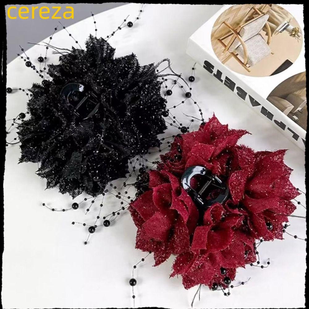 กรงเล็บผม CEREZA, ดอกไม้ดอกโบตั๋นเลื่อมโลภคลิป, พู่หรูหราพลาสติกโบว์ Hairgrips สาว