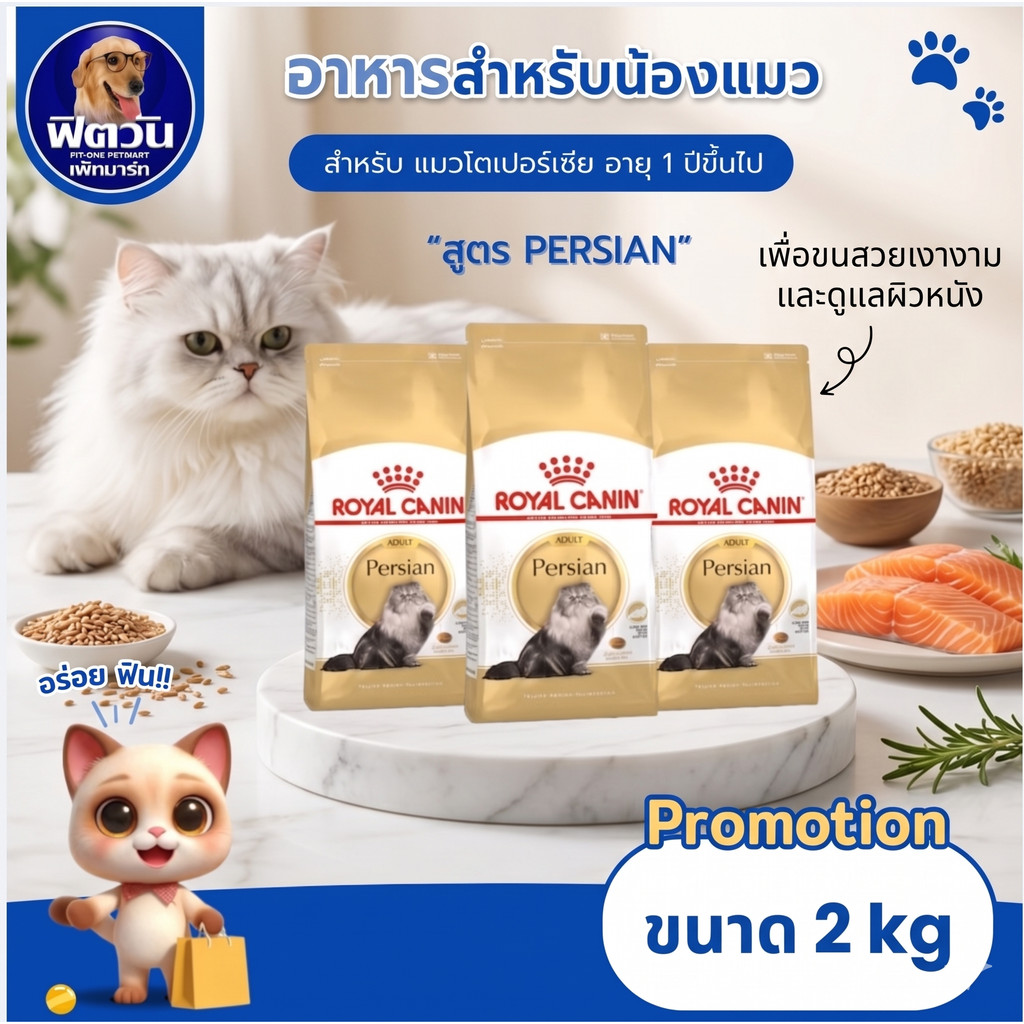 ROYAL CANIN-Persian (ADULT) อาหารแมวโต1ปีขึ้นไป-พันธุ์เปอร์เซีย บำรุงผิวหนังและขน ขนาด 2 kg.{อาหารแมวเม็ด}