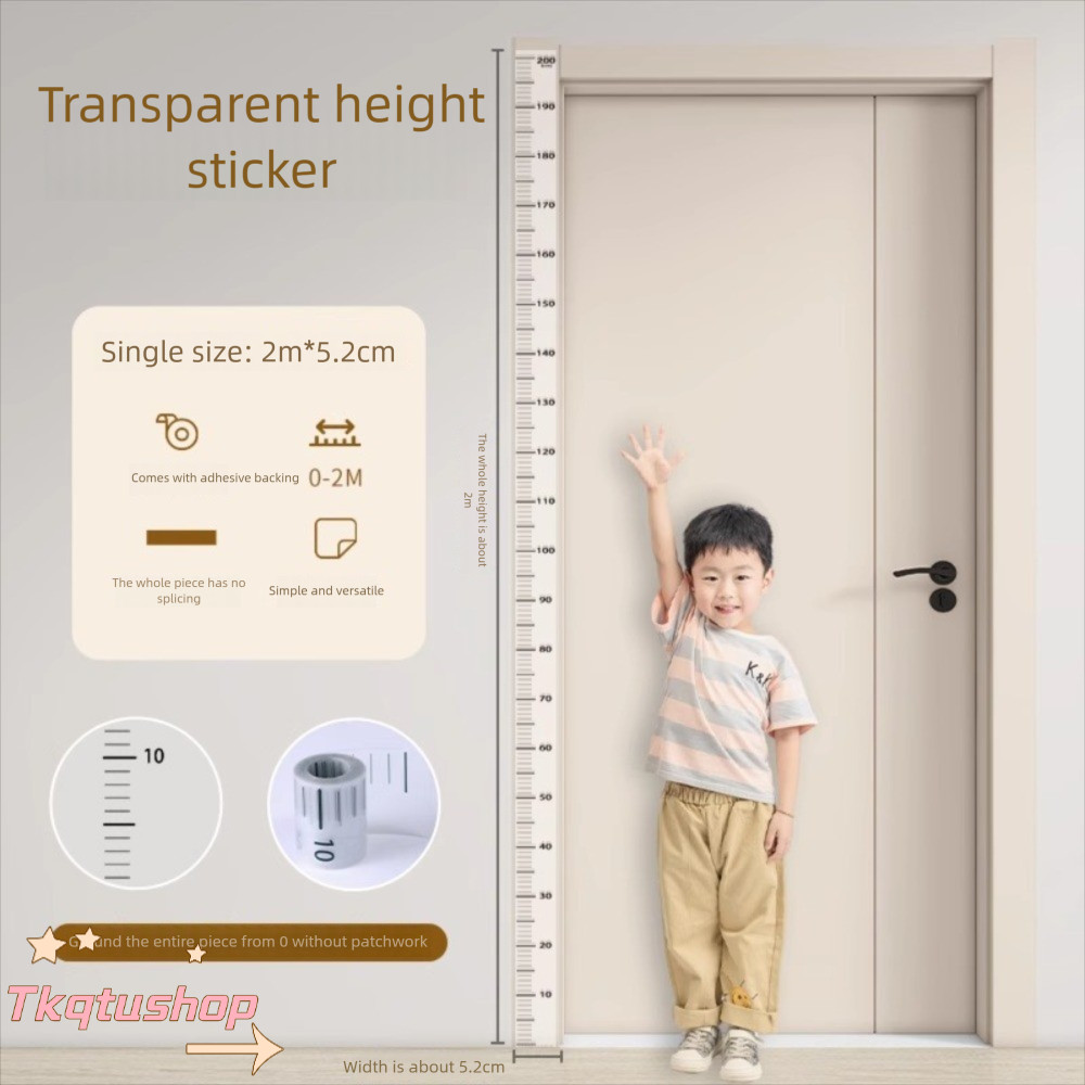 IMIHAN1 สติ๊กเกอร์วัดส่วนสูง, แผนภูมิการเจริญเติบโตของเด็กที่ถอดออกได้แบบมีกาวในตัว, ความสูง 2M โปร่งใสกันน้ําการเจริญเติบโตสติกเกอร์แผนภูมิสําหรับทารก