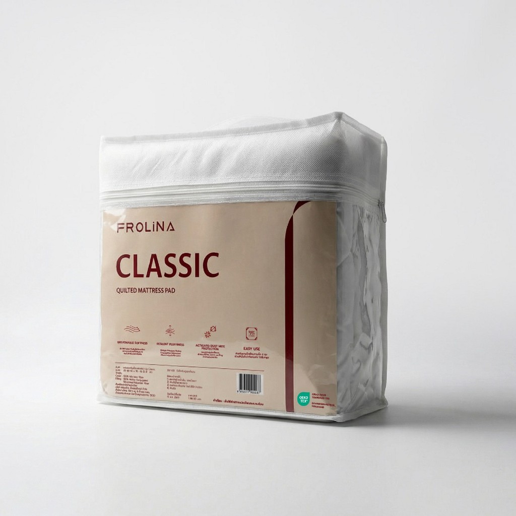 Frolina Quilted Mattress Pad รุ่น Classic ผ้าปูรองที่นอนกันเปื้อนแบบรัดมุม ระบายอากาศได้ดี กันไรฝุ่น