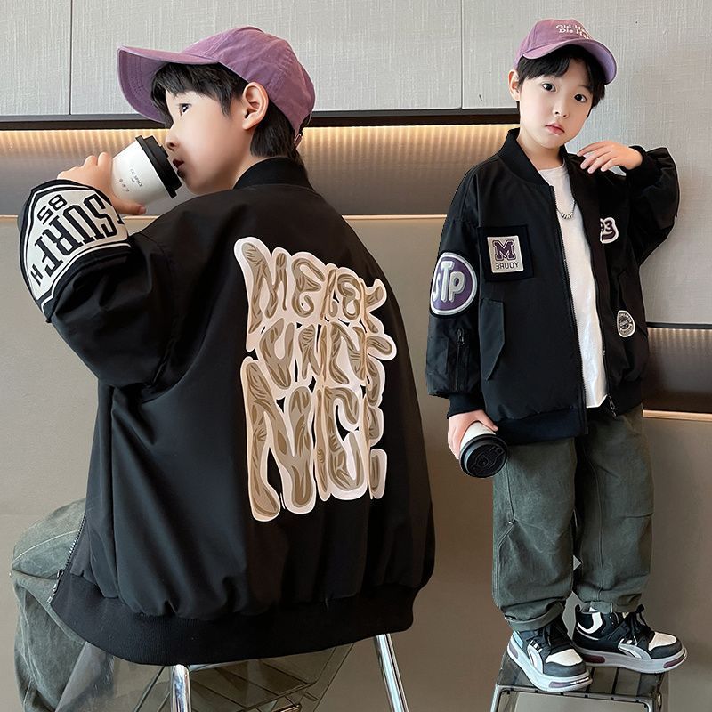 เด็กชายแจ็คเก็ตฤดูใบไม้ผลิฤดูใบไม้ร่วงแจ็คเก็ตเสื้อผ้าเด็กหนุ่มใหญ่คาร์ดิแกนฤดูใบไม้ผลิเวอร์ชั่นเกาหลีซิปด้านบน