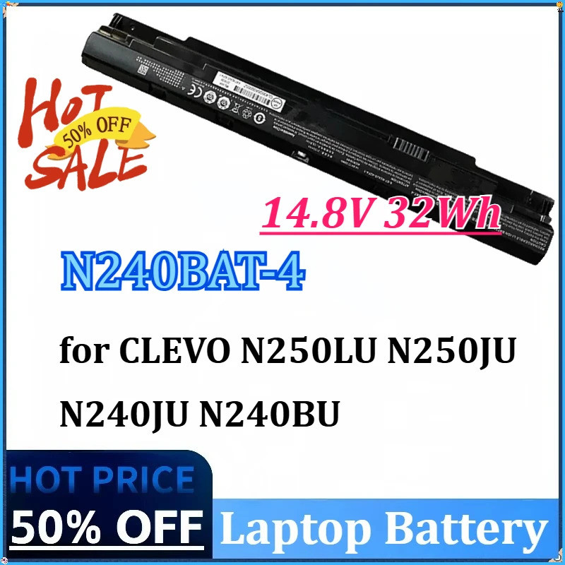 อัพเกรดใหม่ 14.8V 32Wh N240BAT-4 แบตเตอรี่แล็ปท็อปสําหรับ CLEVO N250LU N250JU N240JU N240BU ชาร์จควา