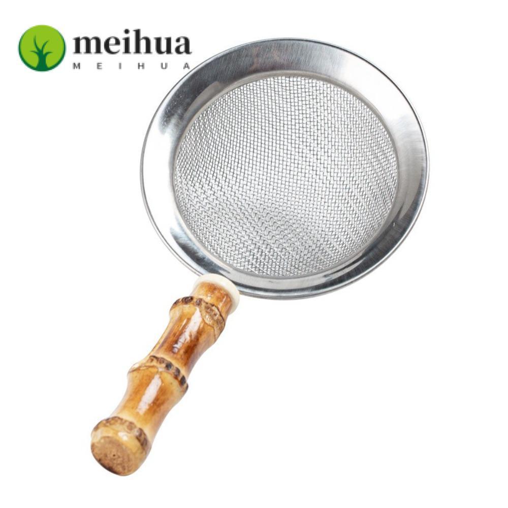 MEIHUA Matcha Sifter ทําความสะอาดง่าย Very Fine ตาข่ายกรองชา, สแตนเลสแบบพกพา Rust-Proof ไม้ไผ่ Fine ตาข่ายกรองสําหรับห้องครัว