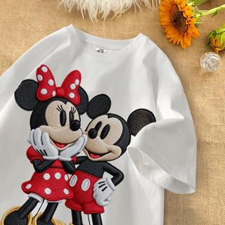 Korean Trend – Digital Printing T-Shirt Kaos Lengan Pendek Oversize Unisex | Motif Mickey Minnie | Katun 100% | Korean Style | Daily Outfit