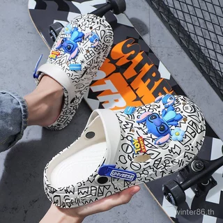 EJKW ฤดูร้อนสไตล์ใหม่คู่รองเท้าสบายๆอินเทรนด์ Anti-slip สวมใส่ด้านนอกเกาหลีรุ่นรองเท้าชายหาด Baotou รองเท้าผู้ชายสวนผู้หญิง