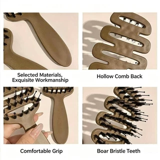 LoomLab หวีลดผมร่วง แก้ผมพันกัน ลดไฟฟ้าสถิตย์ หวียกโคนผม แปรงหวีผม Boar Bristle Hairbrush หวีพับ หวีผม