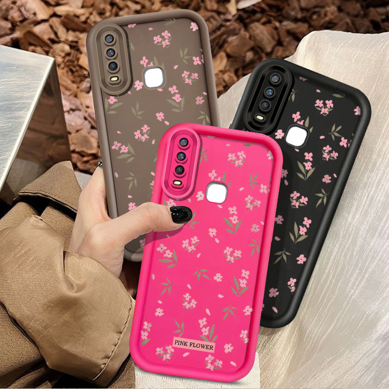 เต็มหน้าจอดอกไม้สีชมพูเคสโทรศัพท์สําหรับVIVO Y17 Y15 Y12 Y12i Y3S 1901 1902 1904 Y7S S1 กันกระแทกนุ่