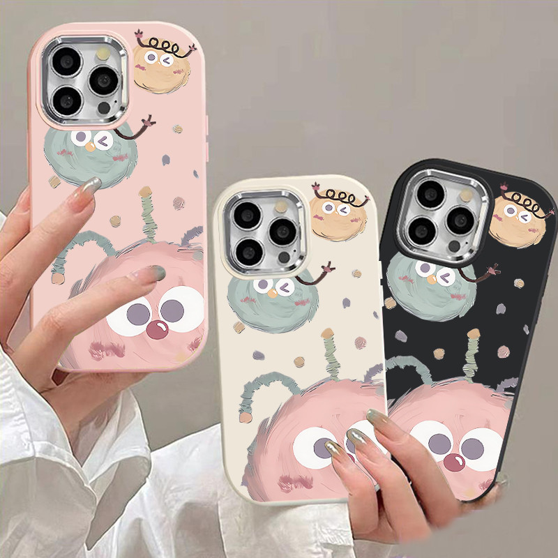 มารุ่นใหม่ เคสโทรศัพท์17 การ์ตูนลูกถ่านกลม เคสครอบกลมกล้องสีเงิน for IPhone17 16 11 12 13 14 15 Pro MAX 6/7/8 PLUS XS XR - รูปที่ 5