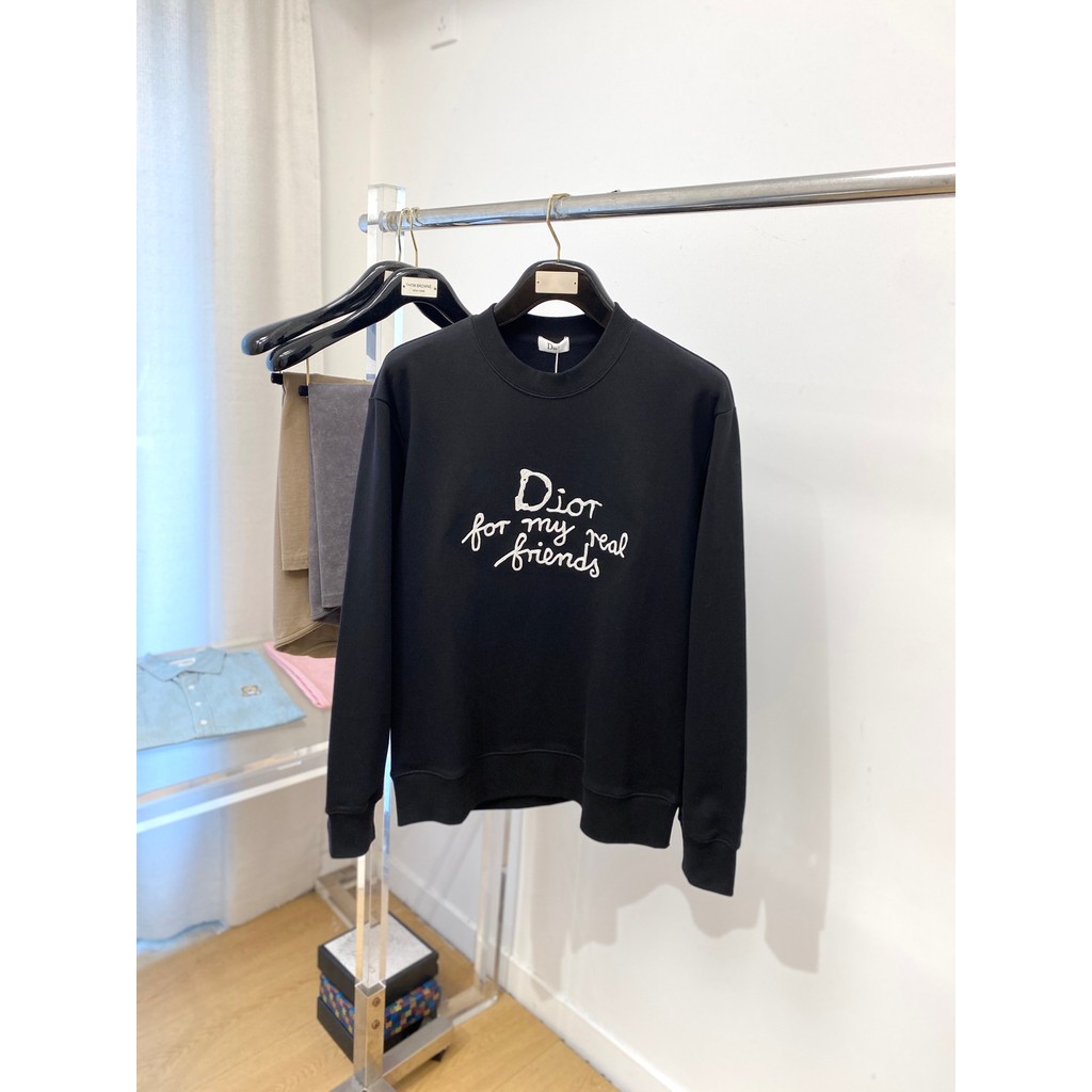 DIOR แจ็กเก็ตสไตล์ใหม่ สำหรับผู้หญิงและผู้ชาย ผ้าฝ้ายแท้ พิมพ์ลายสวยงาม ดีไซน์รอบคอมากความหรูหราแบบญ