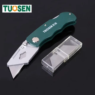 TUOSEN คัตเตอร์พับอเนกประสงค์ มีดคัตเตอร์ คัตเตอร์ มีดพับอเนกประสงค์ สำหรับงานตัด พร้อมใบมีด 5 ใบ