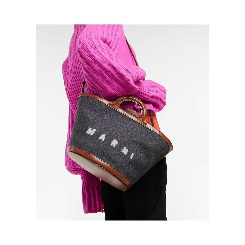 กระเป๋าถือมินิ Marni หนังสักหลาด อินเทรนด์หรูหรา สไตล์ทรอปิคอล