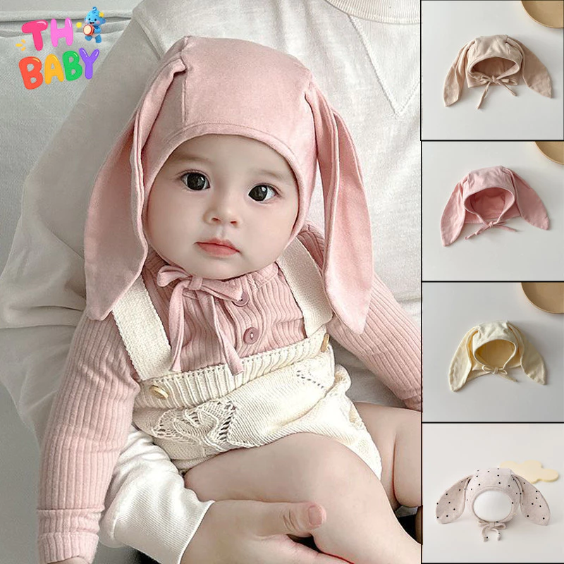 TH BABY หมวกเด็ก หมวกเด็กหูกระต่าย ผ้าฝ้าย ใส่สบาย ระบายอากาศ ป้องกันหู รูปร่างน่ารัก เหมาะสำหรับ 2-12 เดือน